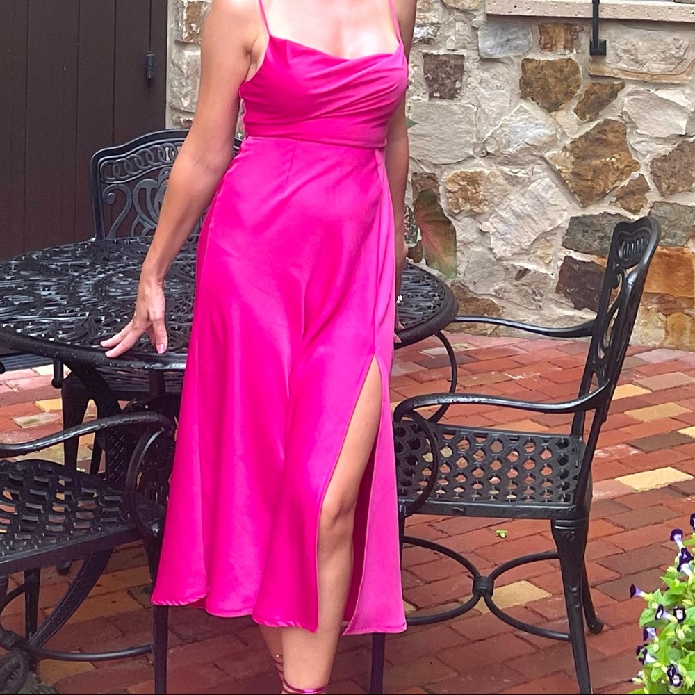 Front split satin dress